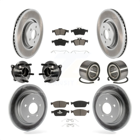 Front Rear Wheel Hub Bearings Assembly Coated Disc Brake Rotors And Ceramic Pads Kit (10Pc) For Ford Focus Without Active Park Assist KBB-117839 by Transit Auto
