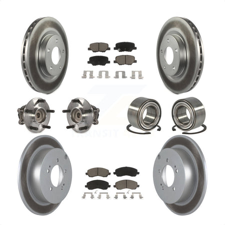 Front Rear Wheel Hub Bearings Assembly Coated Disc Brake Rotors And Ceramic Pads Kit (10Pc) For 2013 Mitsubishi Outlander FWD with 3.0L KBB-117883 by Transit Auto