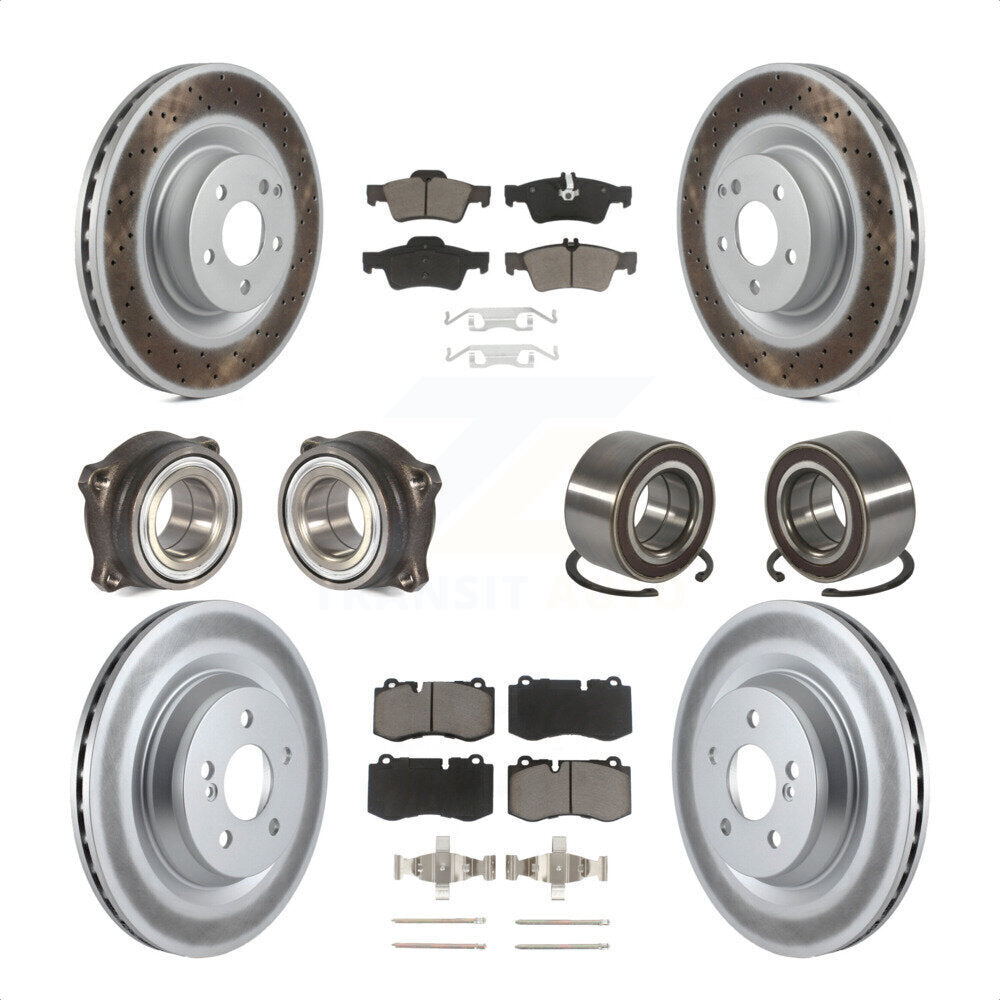 Front Rear Wheel Hub Bearings Assembly Coated Disc Brake Rotors And Ceramic Pads Kit (10Pc) For Mercedes-Benz S550 CL550 S350 KBB-117900 by Transit Auto