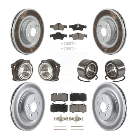 Front Rear Wheel Hub Bearings Assembly Coated Disc Brake Rotors And Ceramic Pads Kit (10Pc) For Mercedes-Benz S550 CL550 S350 KBB-117900 by Transit Auto