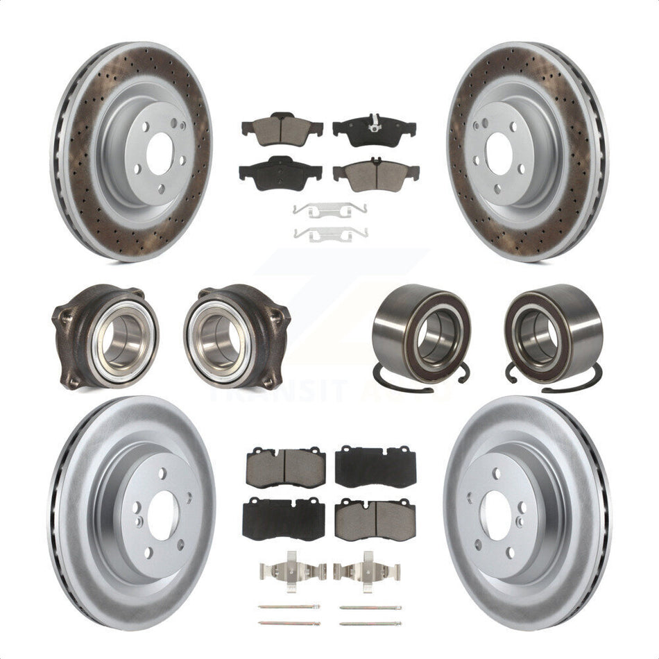 Front Rear Wheel Hub Bearings Assembly Coated Disc Brake Rotors And Ceramic Pads Kit (10Pc) For Mercedes-Benz S550 CL550 S350 KBB-117900 by Transit Auto