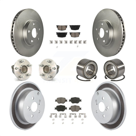 Front Rear Wheel Hub Bearings Assembly Coated Disc Brake Rotors And Ceramic Pads Kit (10Pc) For 2005-2010 Scion tC KBB-117910 by Transit Auto