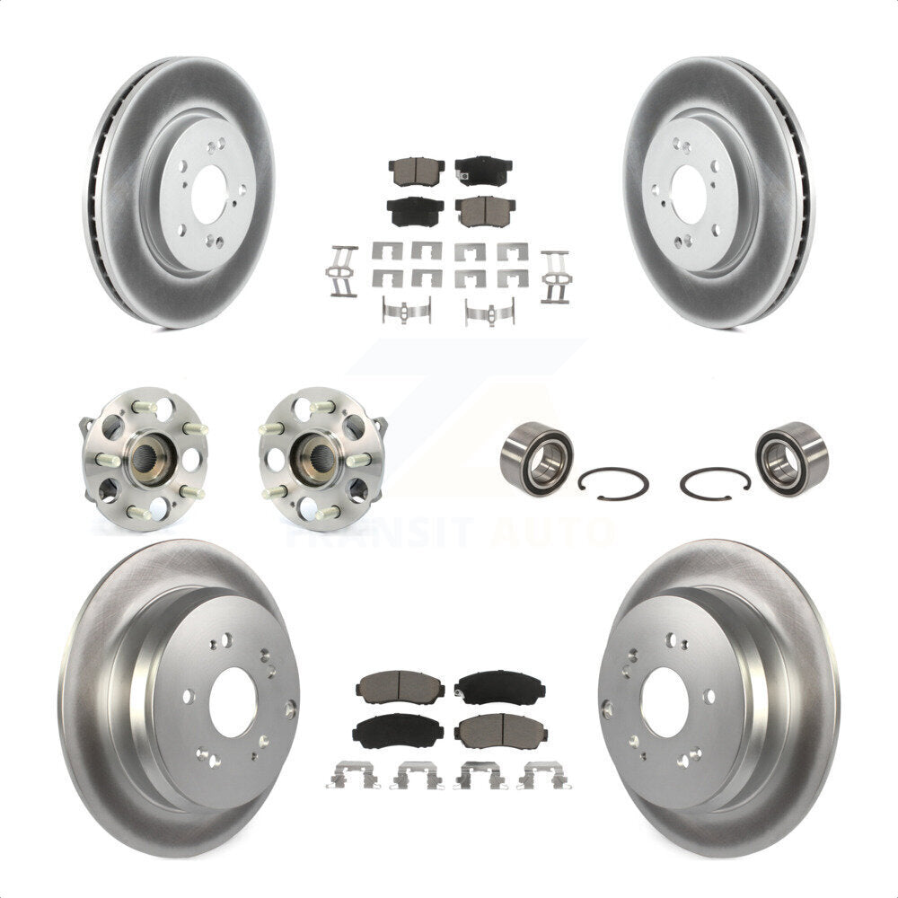 Front Rear Wheel Hub Bearings Assembly Coated Disc Brake Rotors And Ceramic Pads Kit (10Pc) For Acura RDX KBB-117929 by Transit Auto