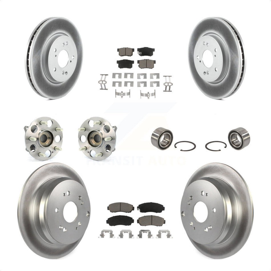 Front Rear Wheel Hub Bearings Assembly Coated Disc Brake Rotors And Ceramic Pads Kit (10Pc) For Acura RDX KBB-117929 by Transit Auto