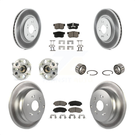 Front Rear Wheel Hub Bearings Assembly Coated Disc Brake Rotors And Ceramic Pads Kit (10Pc) For Honda CR-V Acura RDX KBB-117930 by Transit Auto