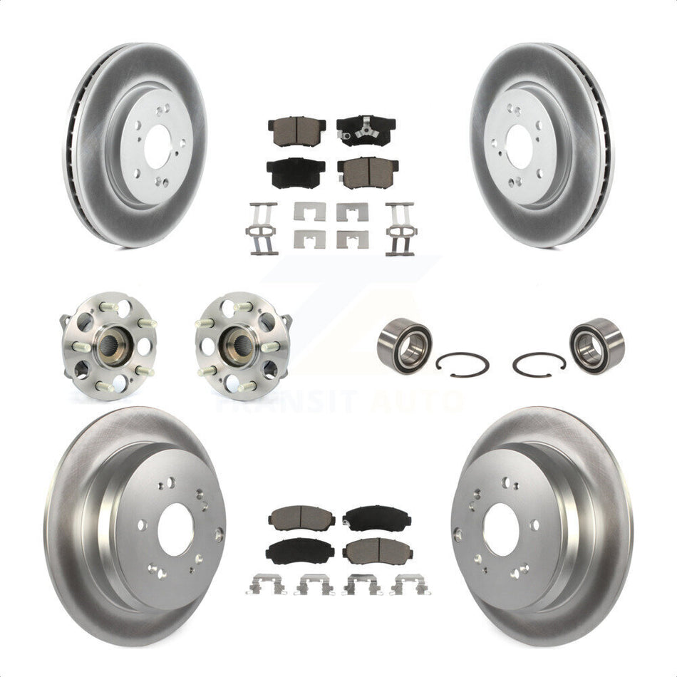 Front Rear Wheel Hub Bearings Assembly Coated Disc Brake Rotors And Ceramic Pads Kit (10Pc) For Honda CR-V Acura RDX KBB-117930 by Transit Auto