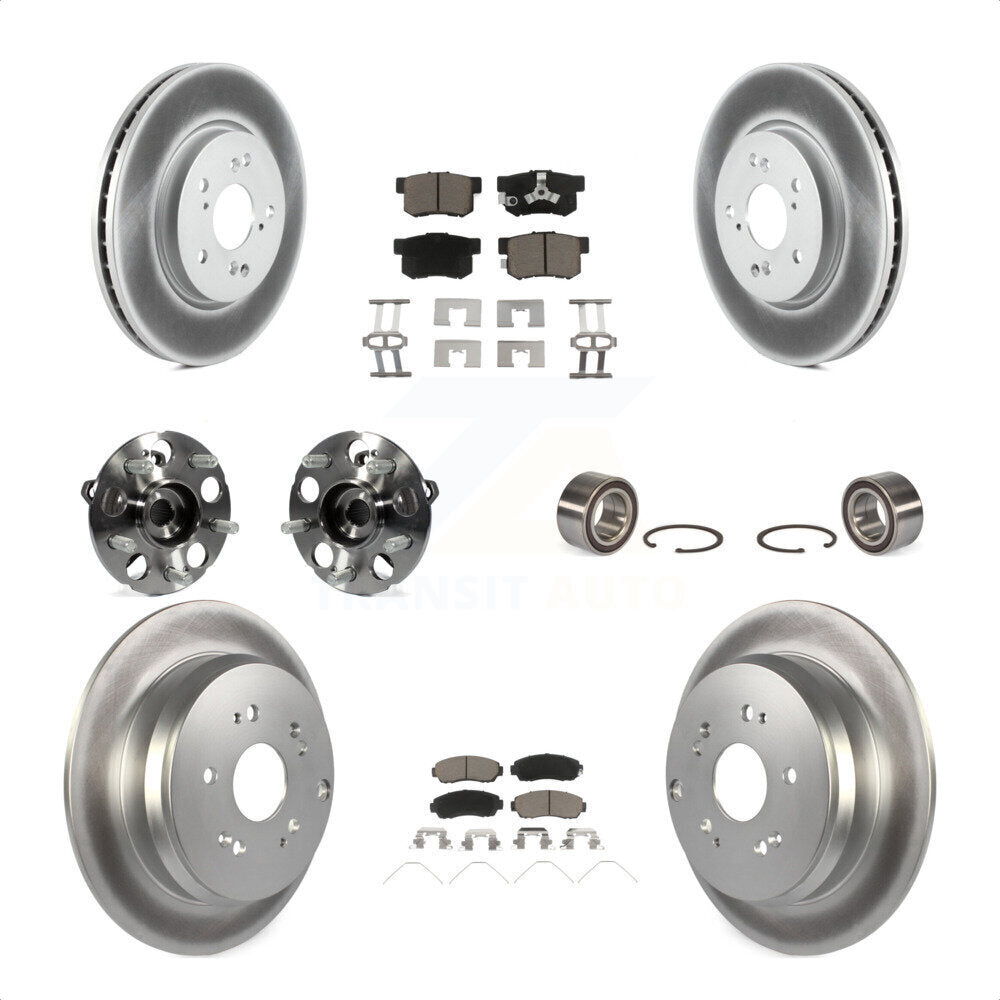 Front Rear Wheel Hub Bearings Assembly Coated Disc Brake Rotors And Ceramic Pads Kit (10Pc) For 2012-2016 Honda CR-V AWD KBB-117934 by Transit Auto