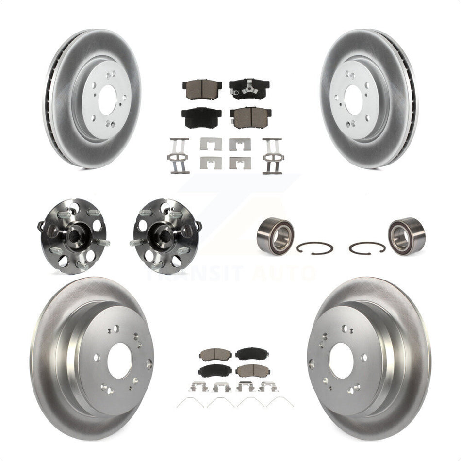 Front Rear Wheel Hub Bearings Assembly Coated Disc Brake Rotors And Ceramic Pads Kit (10Pc) For 2012-2016 Honda CR-V AWD KBB-117934 by Transit Auto