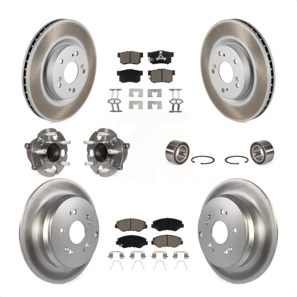 Front Rear Wheel Hub Bearings Assembly Coated Disc Brake Rotors And Ceramic Pads Kit (10Pc) For 2012-2016 Honda CR-V FWD KBB-117935 by Transit Auto