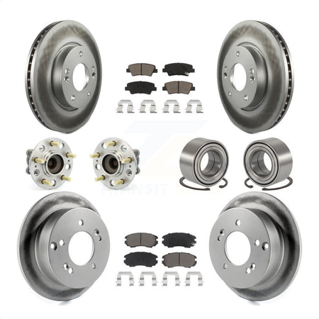 Front Rear Wheel Hub Bearings Assembly Coated Disc Brake Rotors And Ceramic Pads Kit (10Pc) For 2010 Hyundai Sonata 2.4L KBB-117989 by Transit Auto