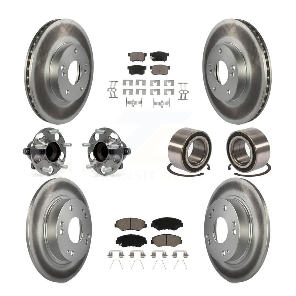 Front Rear Wheel Hub Bearings Assembly Coated Disc Brake Rotors And Ceramic Pads Kit (10Pc) For 2015 Acura ILX 2.0L KBB-118012 by Transit Auto