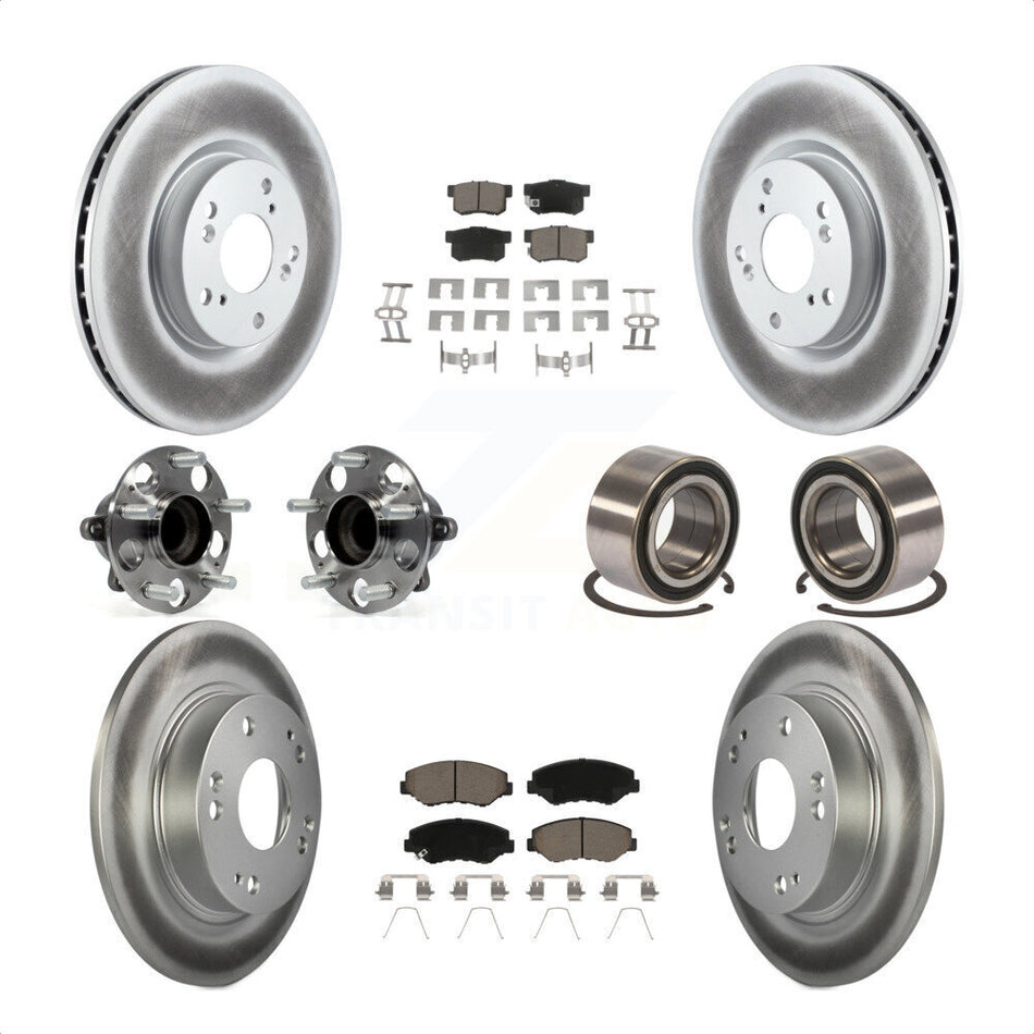Front Rear Wheel Hub Bearings Assembly Coated Disc Brake Rotors And Ceramic Pads Kit (10Pc) For 2013-2015 Acura ILX 2.4L KBB-118013 by Transit Auto