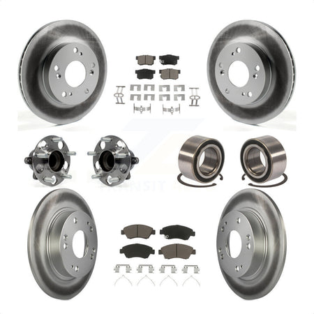 Front Rear Wheel Hub Bearings Assembly Coated Disc Brake Rotors And Ceramic Pads Kit (10Pc) For 2015 Acura ILX 1.5L KBB-118014 by Transit Auto