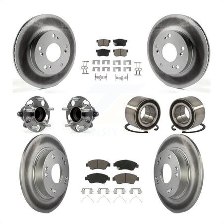 Front Rear Wheel Hub Bearings Assembly Coated Disc Brake Rotors And Ceramic Pads Kit (10Pc) For 2013-2014 Acura ILX 1.5L KBB-118015 by Transit Auto