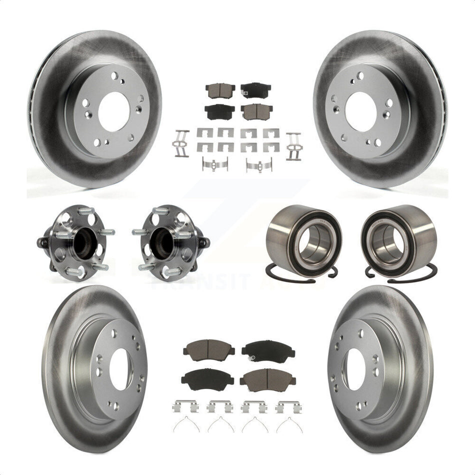 Front Rear Wheel Hub Bearings Assembly Coated Disc Brake Rotors And Ceramic Pads Kit (10Pc) For 2013-2014 Acura ILX 1.5L KBB-118015 by Transit Auto