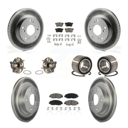 Front Rear Wheel Hub Bearings Assembly Coated Disc Brake Rotors And Ceramic Pads Kit (10Pc) For Honda Civic KBB-118024 by Transit Auto