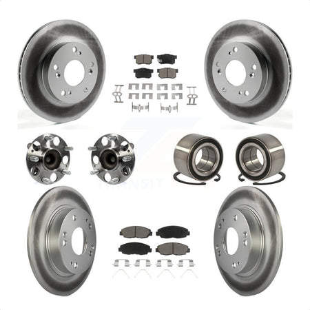Front Rear Wheel Hub Bearings Assembly Coated Disc Brake Rotors And Ceramic Pads Kit (10Pc) For 2012 Honda Civic LX Vehicles Manufactured In Canada KBB-118025 by Transit Auto