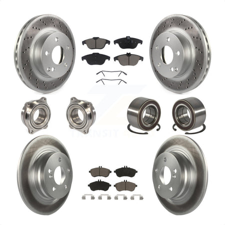 Front Rear Wheel Hub Bearings Assembly Coated Disc Brake Rotors And Ceramic Pads Kit (10Pc) For Mercedes-Benz C300 KBB-118047 by Transit Auto