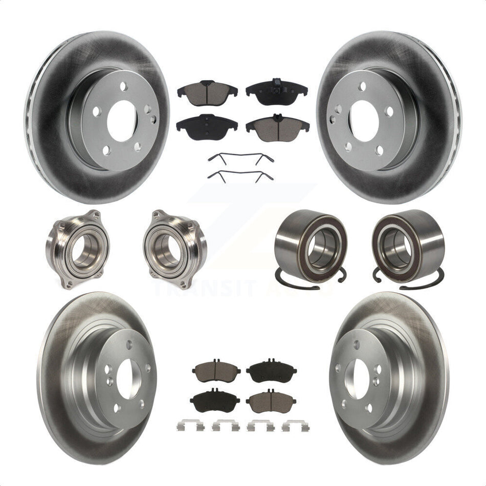Front Rear Wheel Hub Bearings Assembly Coated Disc Brake Rotors And Ceramic Pads Kit (10Pc) For Mercedes-Benz C300 KBB-118048 by Transit Auto