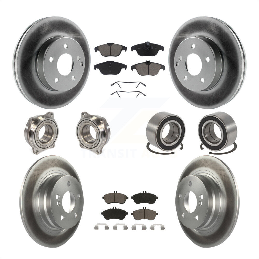 Front Rear Wheel Hub Bearings Assembly Coated Disc Brake Rotors And Ceramic Pads Kit (10Pc) For 2010-2010 Mercedes-Benz C300 C250 AWD KBB-118050 by Transit Auto