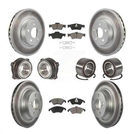 Front Rear Wheel Hub Bearings Assembly Coated Disc Brake Rotors And Ceramic Pads Kit (10Pc) For Mercedes-Benz E350 E400 With 322mm Diameter Rotor KBB-118086 by Transit Auto
