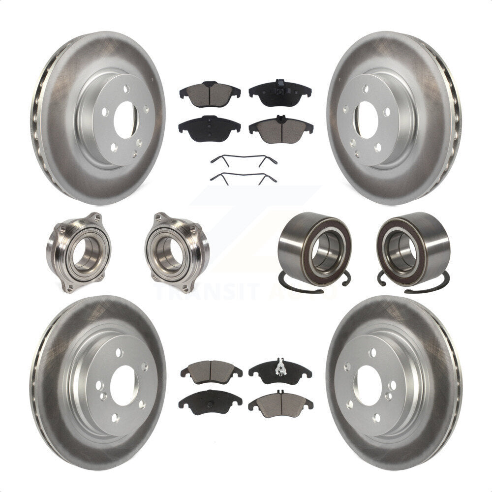 Front Rear Wheel Hub Bearings Assembly Coated Disc Brake Rotors And Ceramic Pads Kit (10Pc) For Mercedes-Benz C300 C350 KBB-118090 by Transit Auto