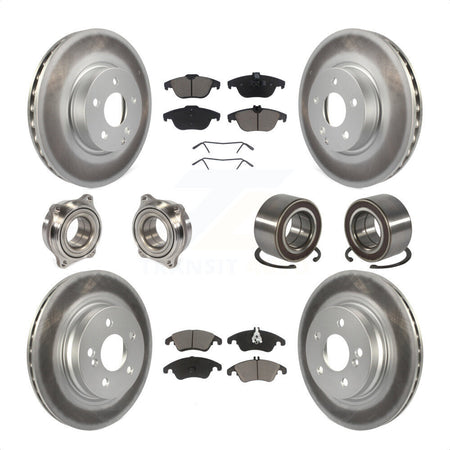 Front Rear Wheel Hub Bearings Assembly Coated Disc Brake Rotors And Ceramic Pads Kit (10Pc) For Mercedes-Benz C300 C350 KBB-118090 by Transit Auto