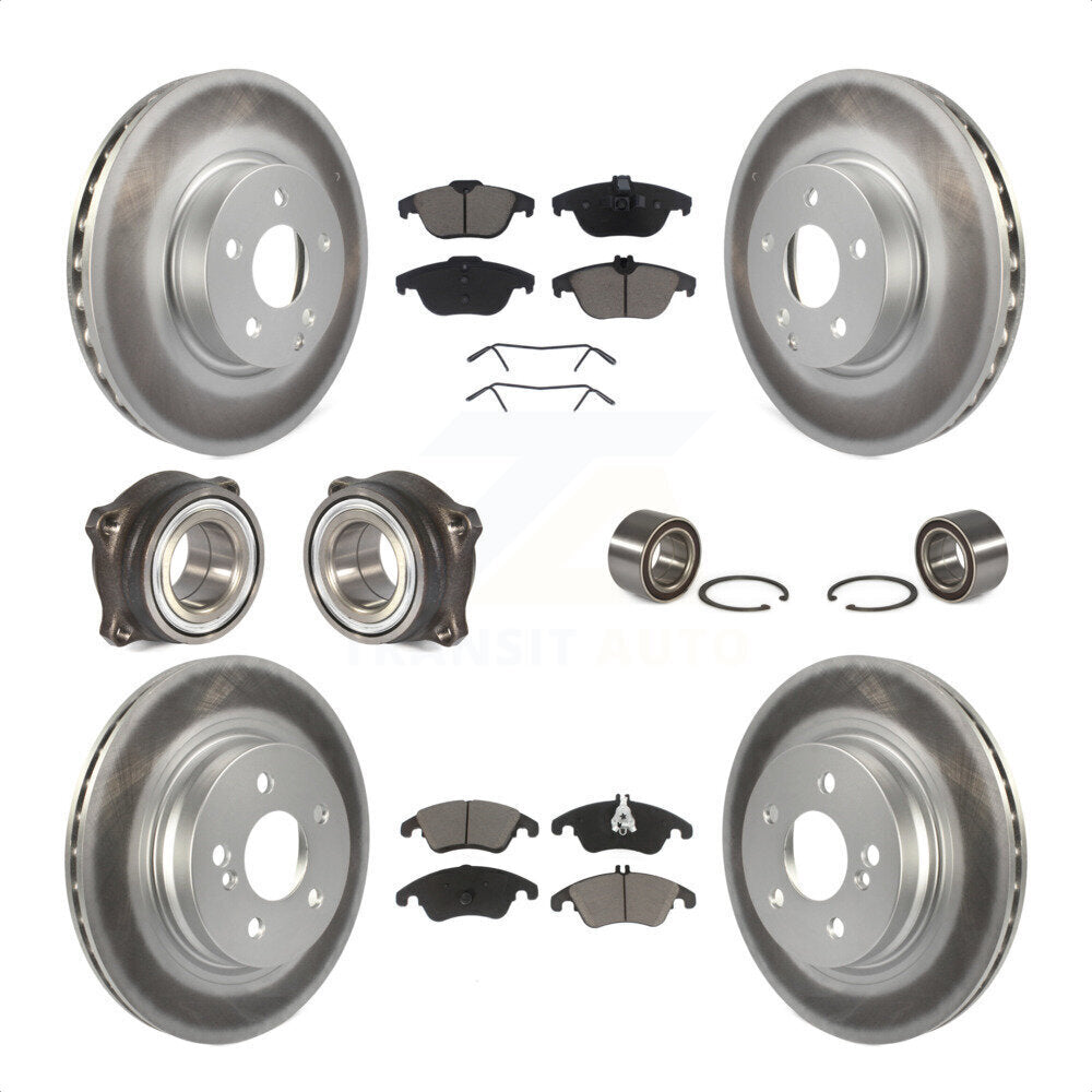 Front Rear Wheel Hub Bearings Assembly Coated Disc Brake Rotors And Ceramic Pads Kit (10Pc) For Mercedes-Benz E350 With 322mm Diameter Rotor KBB-118092 by Transit Auto