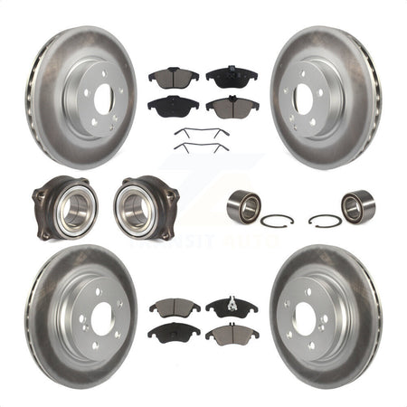 Front Rear Wheel Hub Bearings Assembly Coated Disc Brake Rotors And Ceramic Pads Kit (10Pc) For Mercedes-Benz E350 With 322mm Diameter Rotor KBB-118092 by Transit Auto