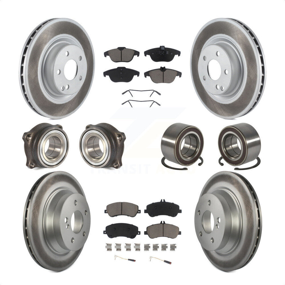Front Rear Wheel Hub Bearings Assembly Coated Disc Brake Rotors And Ceramic Pads Kit (10Pc) For Mercedes-Benz GLK350 GLK250 KBB-118106 by Transit Auto