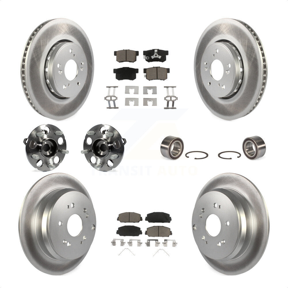 Front Rear Wheel Hub Bearings Assembly Coated Disc Brake Rotors And Ceramic Pads Kit (10Pc) For 2013-2016 Acura RDX AWD KBB-118113 by Transit Auto