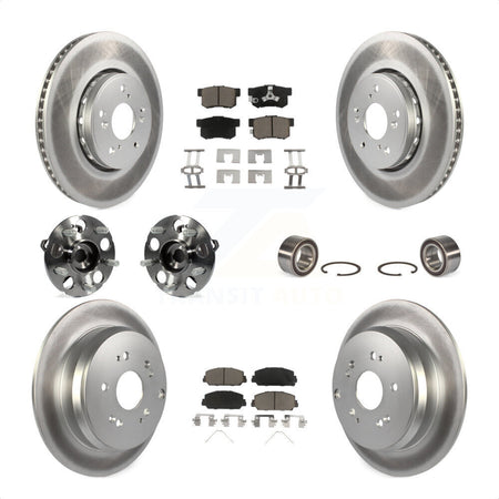 Front Rear Wheel Hub Bearings Assembly Coated Disc Brake Rotors And Ceramic Pads Kit (10Pc) For 2013-2016 Acura RDX AWD KBB-118113 by Transit Auto