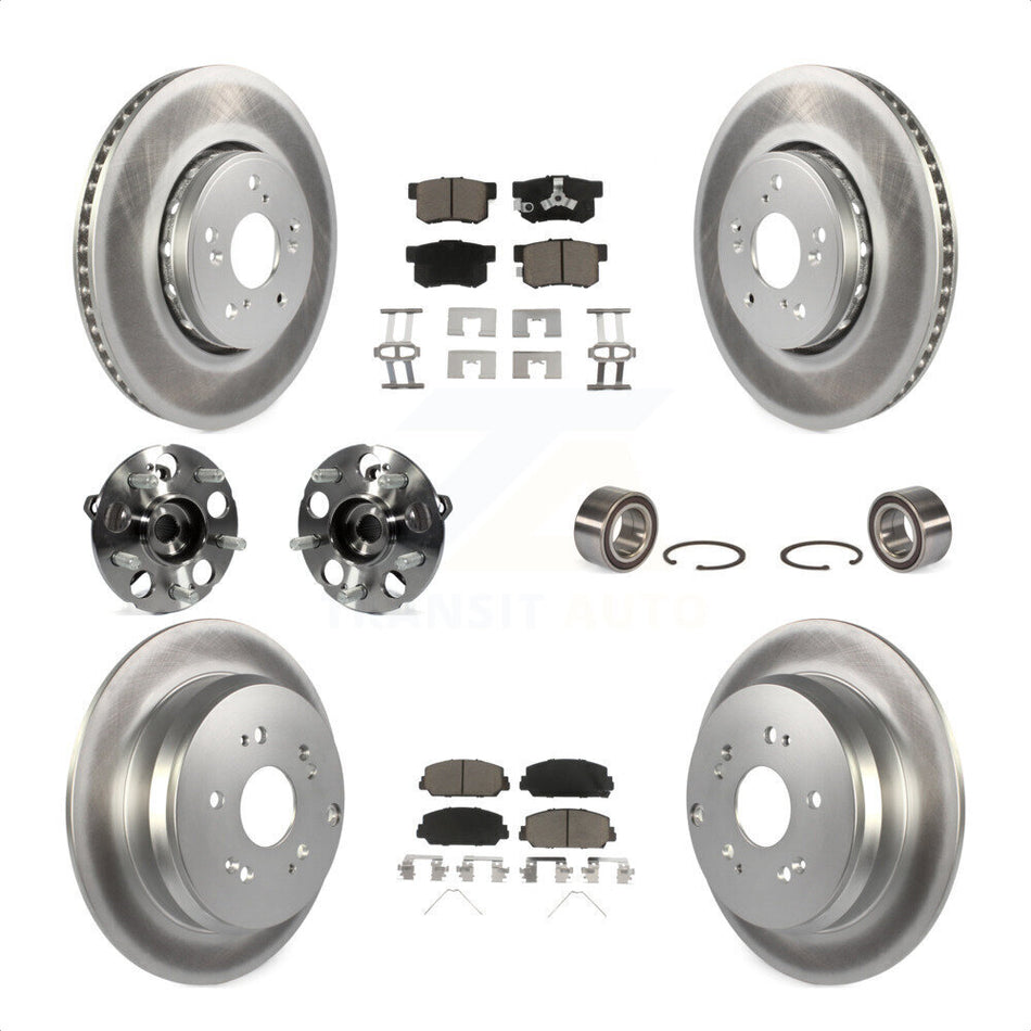 Front Rear Wheel Hub Bearings Assembly Coated Disc Brake Rotors And Ceramic Pads Kit (10Pc) For 2013-2016 Acura RDX AWD KBB-118113 by Transit Auto
