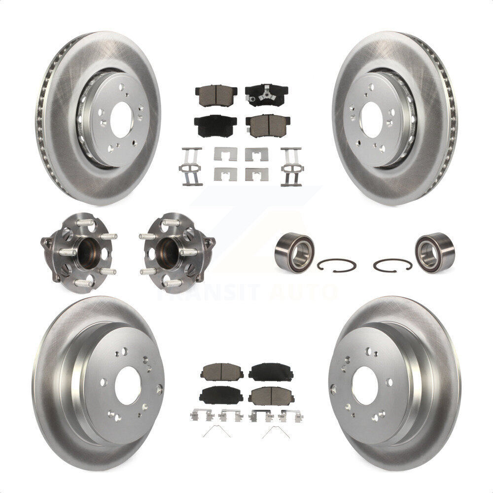 Front Rear Wheel Hub Bearings Assembly Coated Disc Brake Rotors And Ceramic Pads Kit (10Pc) For 2013-2018 Acura RDX FWD KBB-118114 by Transit Auto
