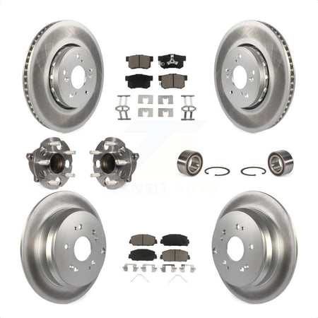 Front Rear Wheel Hub Bearings Assembly Coated Disc Brake Rotors And Ceramic Pads Kit (10Pc) For 2013-2018 Acura RDX FWD KBB-118114 by Transit Auto