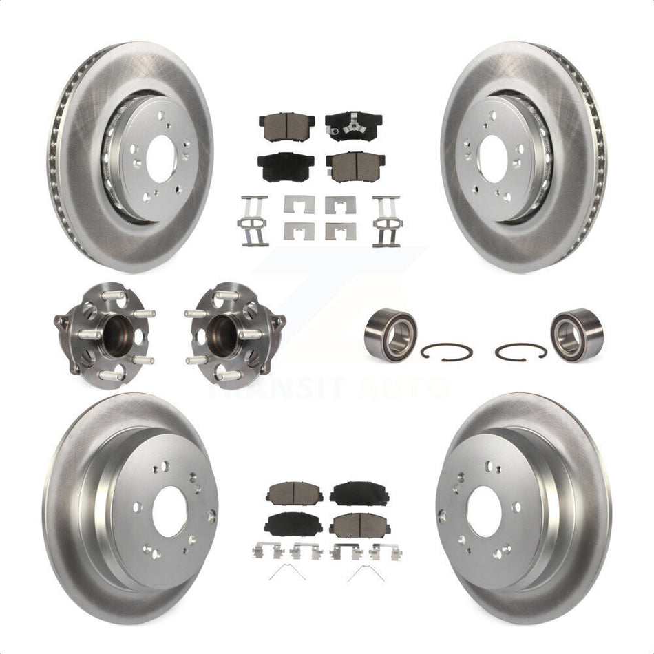 Front Rear Wheel Hub Bearings Assembly Coated Disc Brake Rotors And Ceramic Pads Kit (10Pc) For 2013-2018 Acura RDX FWD KBB-118114 by Transit Auto