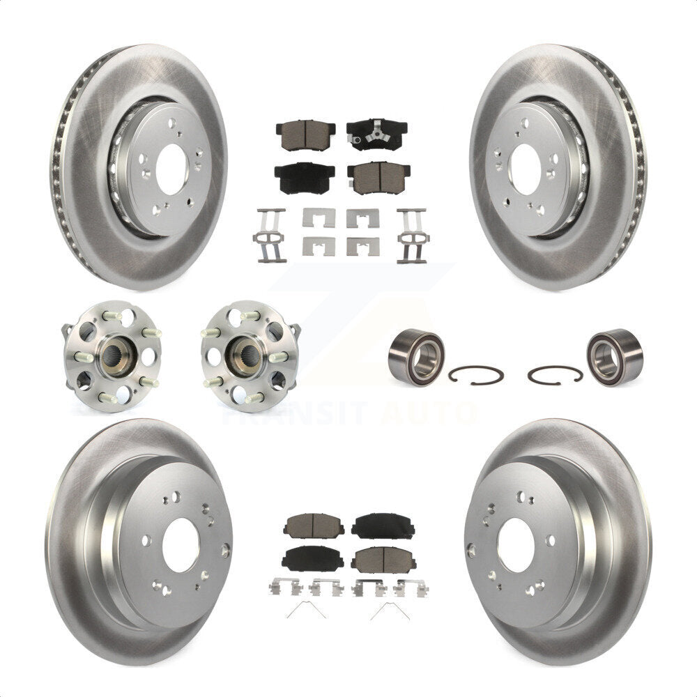 Front Rear Wheel Hub Bearings Assembly Coated Disc Brake Rotors And Ceramic Pads Kit (10Pc) For 2017-2018 Acura RDX AWD KBB-118115 by Transit Auto