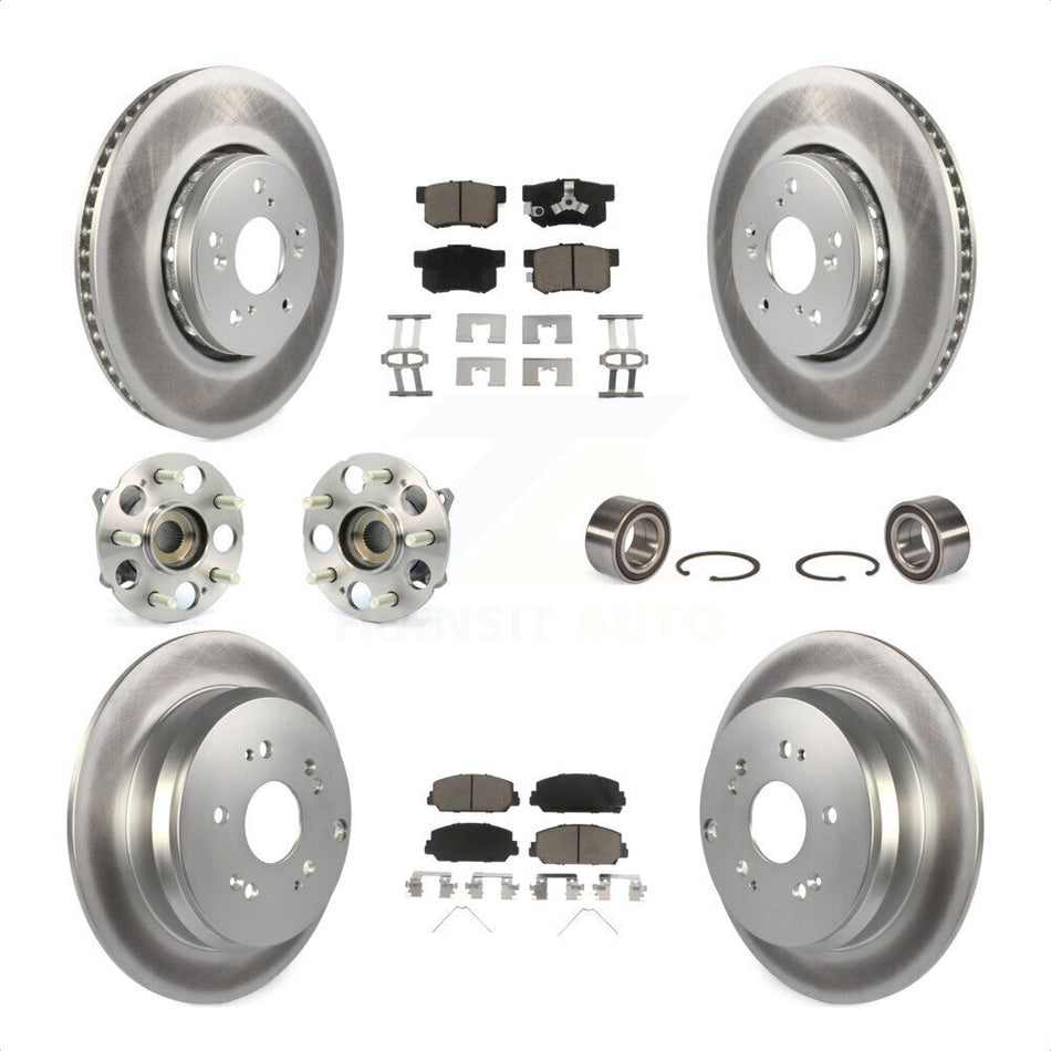 Front Rear Wheel Hub Bearings Assembly Coated Disc Brake Rotors And Ceramic Pads Kit (10Pc) For 2017-2018 Acura RDX AWD KBB-118115 by Transit Auto