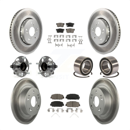 Front Rear Wheel Hub Bearings Assembly Coated Disc Brake Rotors And Ceramic Pads Kit (10Pc) For 2016 Acura ILX KBB-118117 by Transit Auto