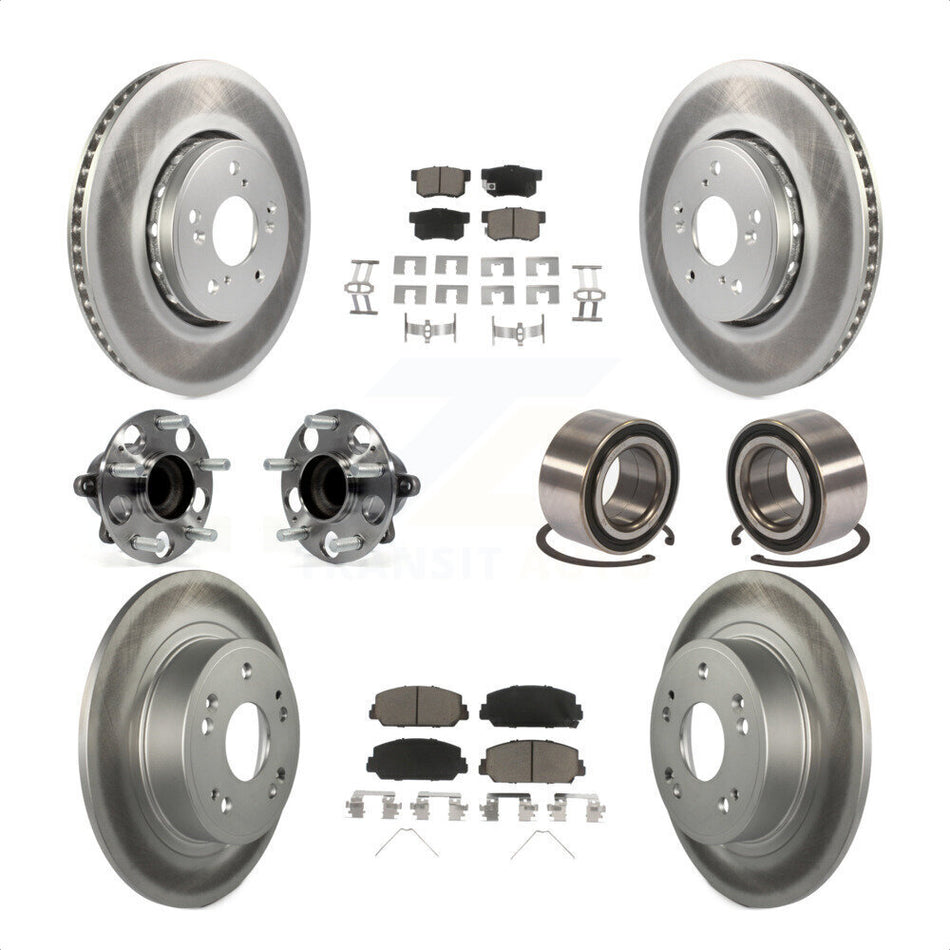 Front Rear Wheel Hub Bearings Assembly Coated Disc Brake Rotors And Ceramic Pads Kit (10Pc) For 2016 Acura ILX KBB-118117 by Transit Auto