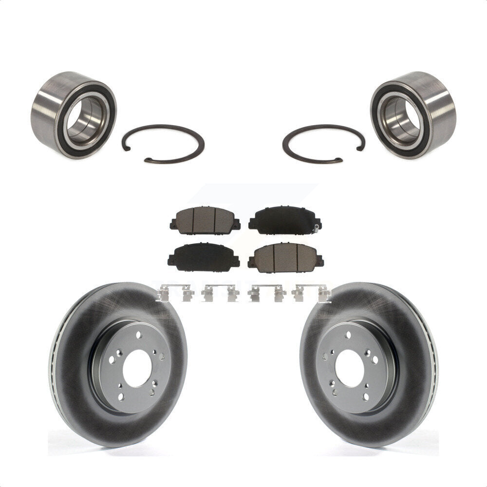 Front Wheel Bearing With Coated Disc Brake Rotors And Ceramic Pads Kit For 2016-2022 Honda HR-V KBB-118136 by Transit Auto