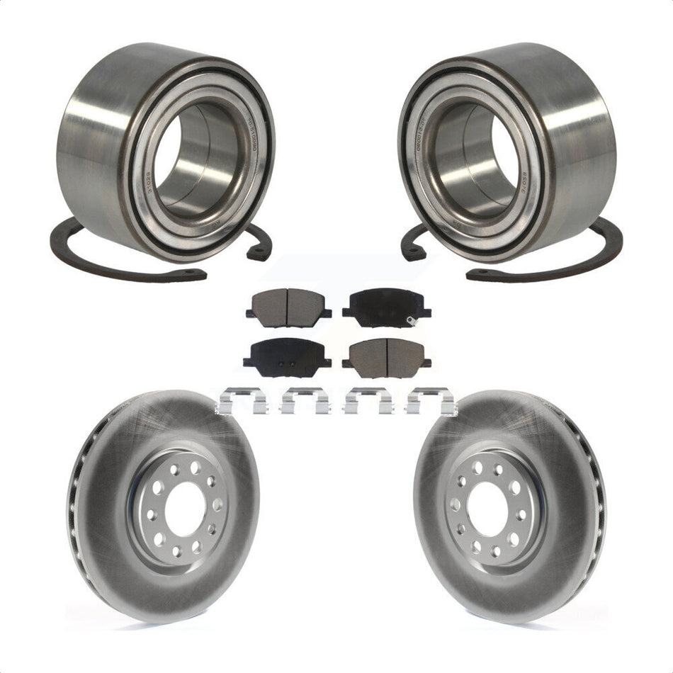 Front Wheel Bearing With Coated Disc Brake Rotors And Ceramic Pads Kit For 2018-2019 Jeep Compass KBB-118140 by Transit Auto
