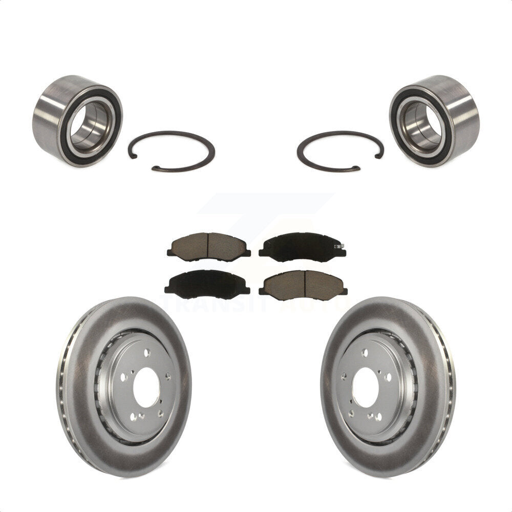 Front Wheel Bearing With Coated Disc Brake Rotors And Ceramic Pads Kit For 2018-2020 Honda Odyssey KBB-118153 by Transit Auto