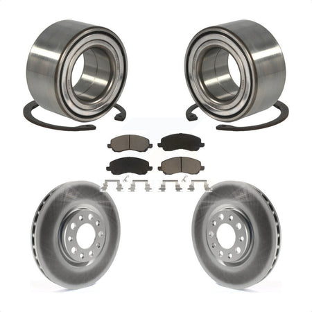 Front Wheel Bearing With Coated Disc Brake Rotors And Ceramic Pads Kit For 2017 Jeep Compass 305mm Diameter Rotor KBB-118178 by Transit Auto