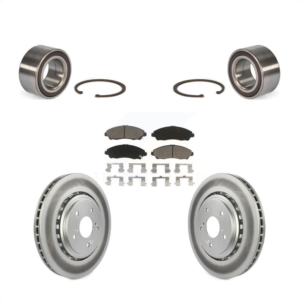 Front Wheel Bearing With Coated Disc Brake Rotors And Ceramic Pads Kit For 2014-2016 Acura MDX KBB-118250 by Transit Auto