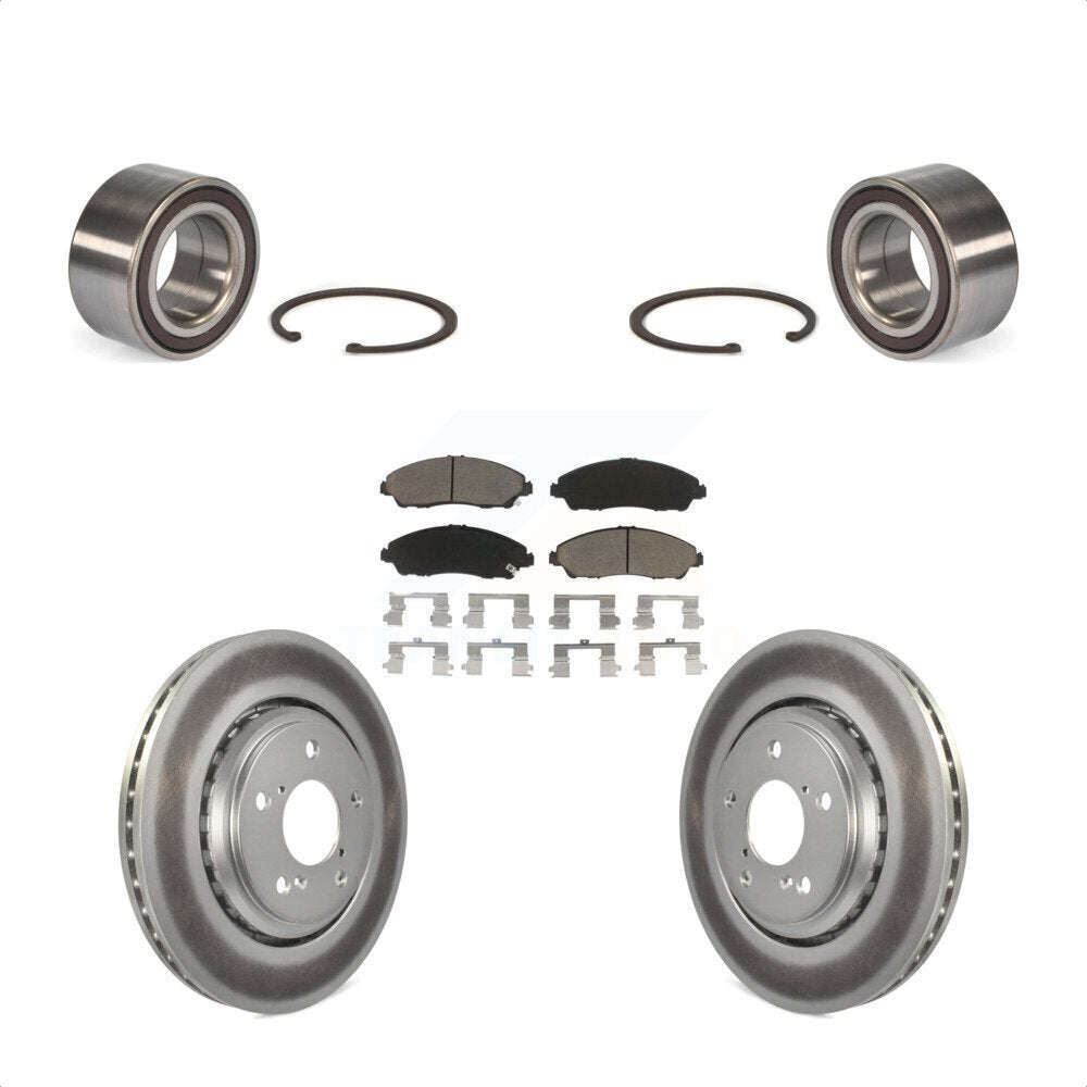 Front Wheel Bearing With Coated Disc Brake Rotors And Ceramic Pads Kit For 2017-2018 Acura MDX KBB-118251 by Transit Auto