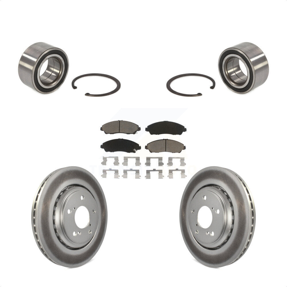 Front Wheel Bearing With Coated Disc Brake Rotors And Ceramic Pads Kit For 2016-2021 Honda Pilot KBB-118252 by Transit Auto