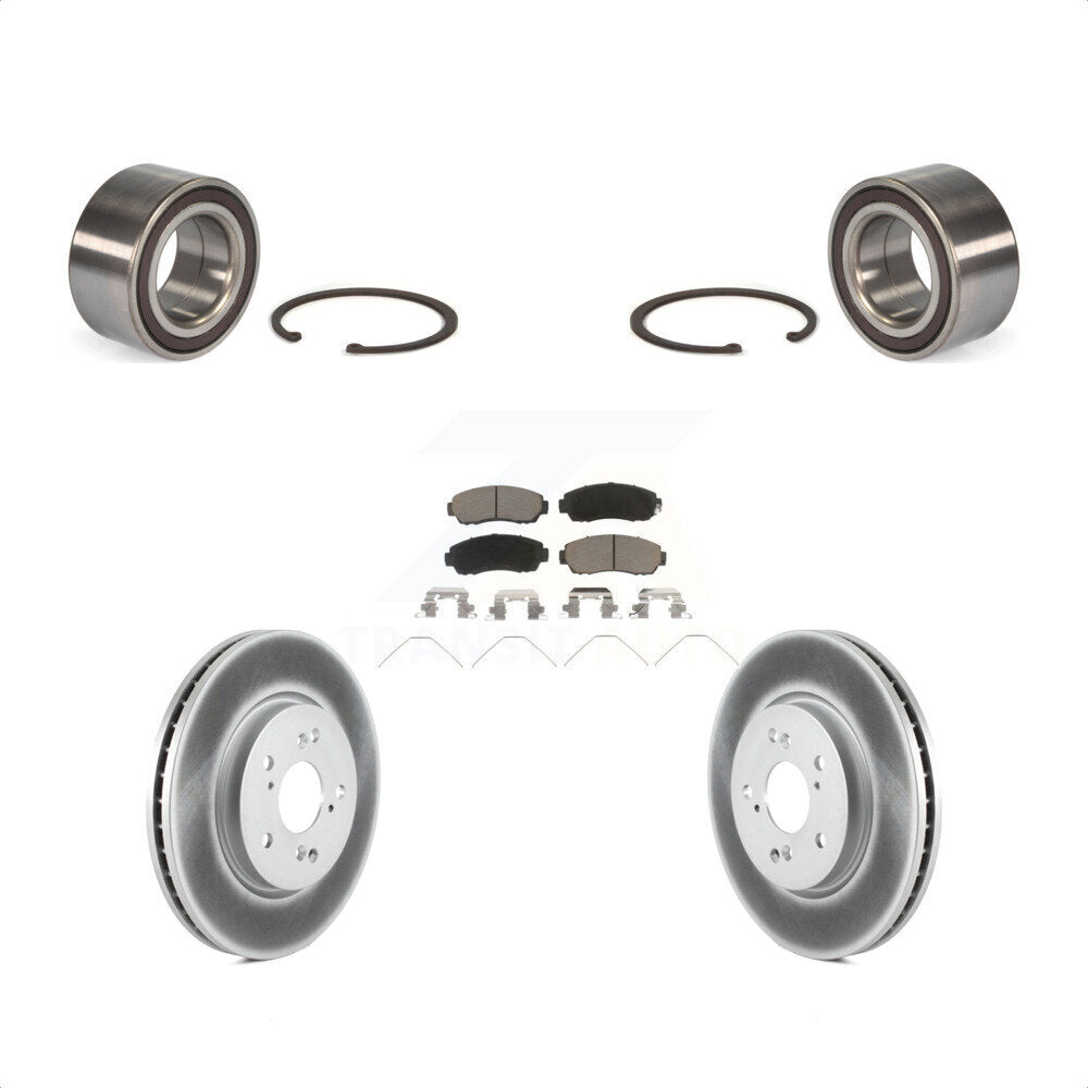 Front Wheel Bearing With Coated Disc Brake Rotors And Ceramic Pads Kit For 2012-2016 Honda CR-V AWD KBB-118256 by Transit Auto
