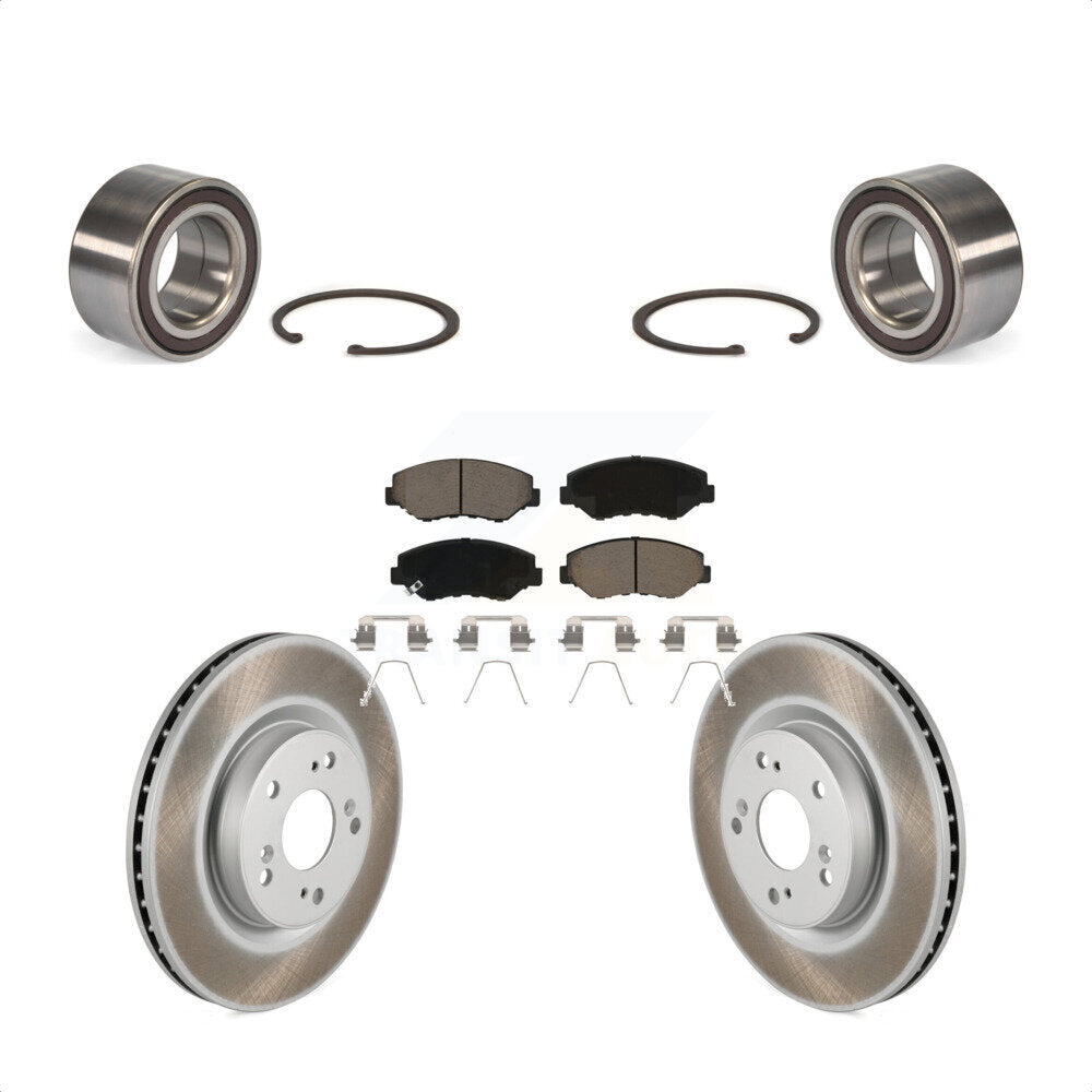 Front Wheel Bearing With Coated Disc Brake Rotors And Ceramic Pads Kit For 2012-2016 Honda CR-V FWD KBB-118257 by Transit Auto