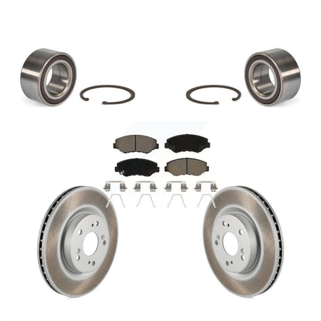 Front Wheel Bearing With Coated Disc Brake Rotors And Ceramic Pads Kit For 2012-2016 Honda CR-V FWD KBB-118257 by Transit Auto